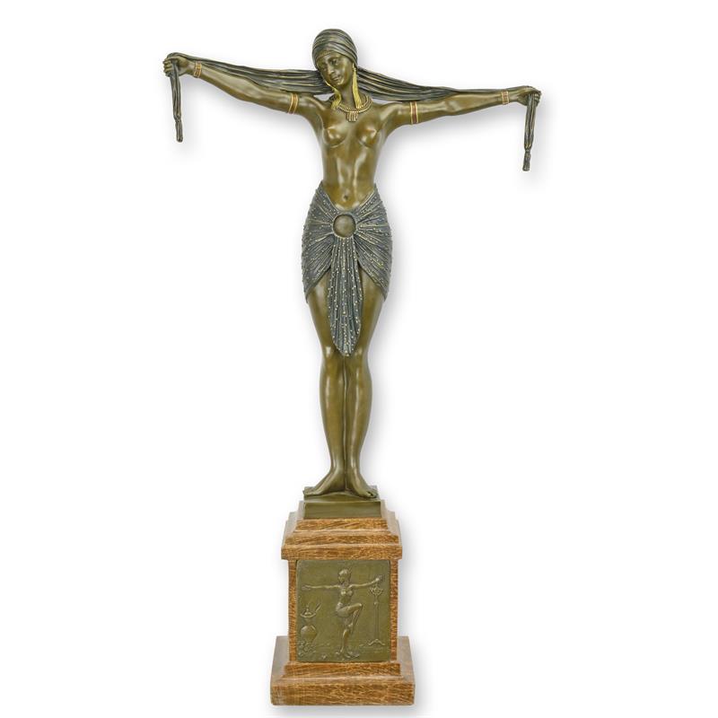 Elegante Bronze Artdéco Skulptur Tänzerin in Bewegung entdecken 2