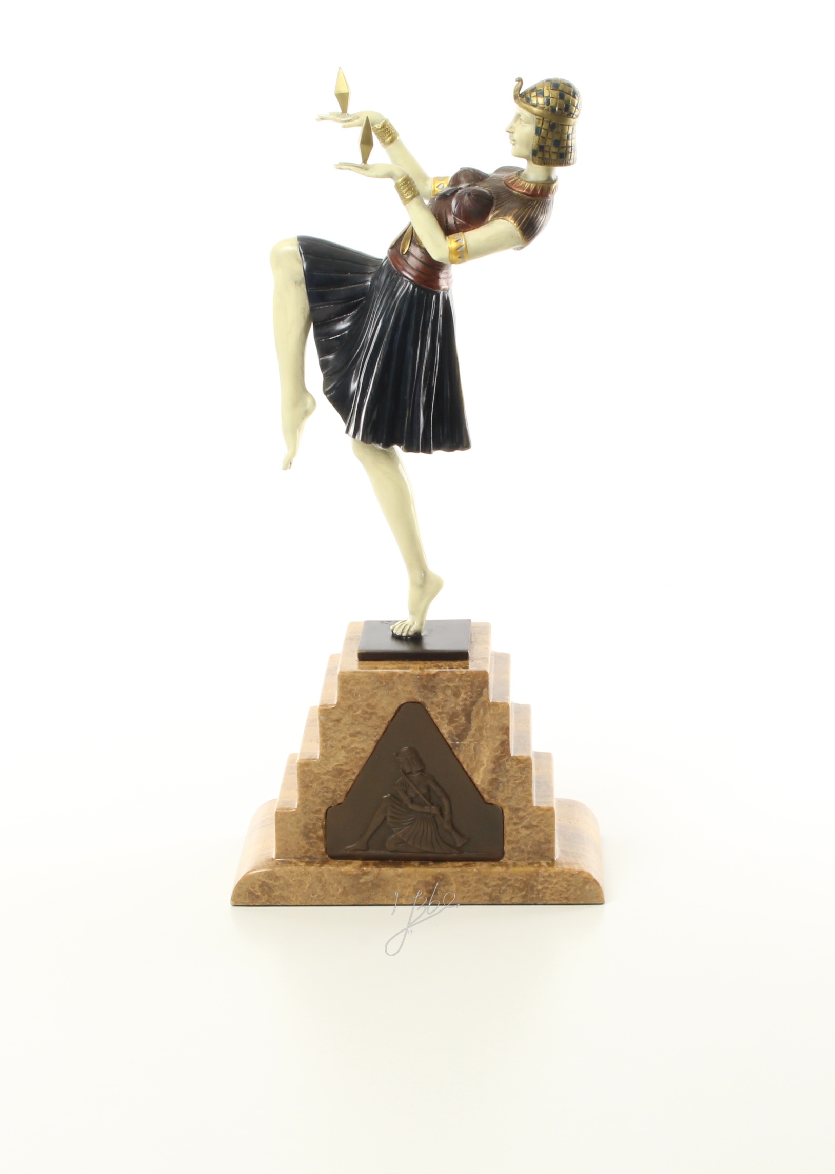 Elegante Art Deco Bronzeskulptur Kalt bemalte tanzende Frau 3
