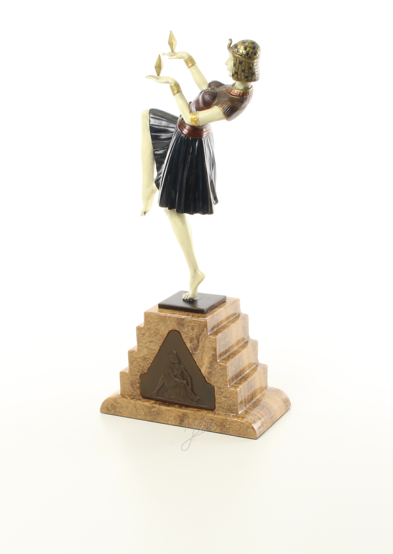 Elegante Art Deco Bronzeskulptur Kalt bemalte tanzende Frau 11