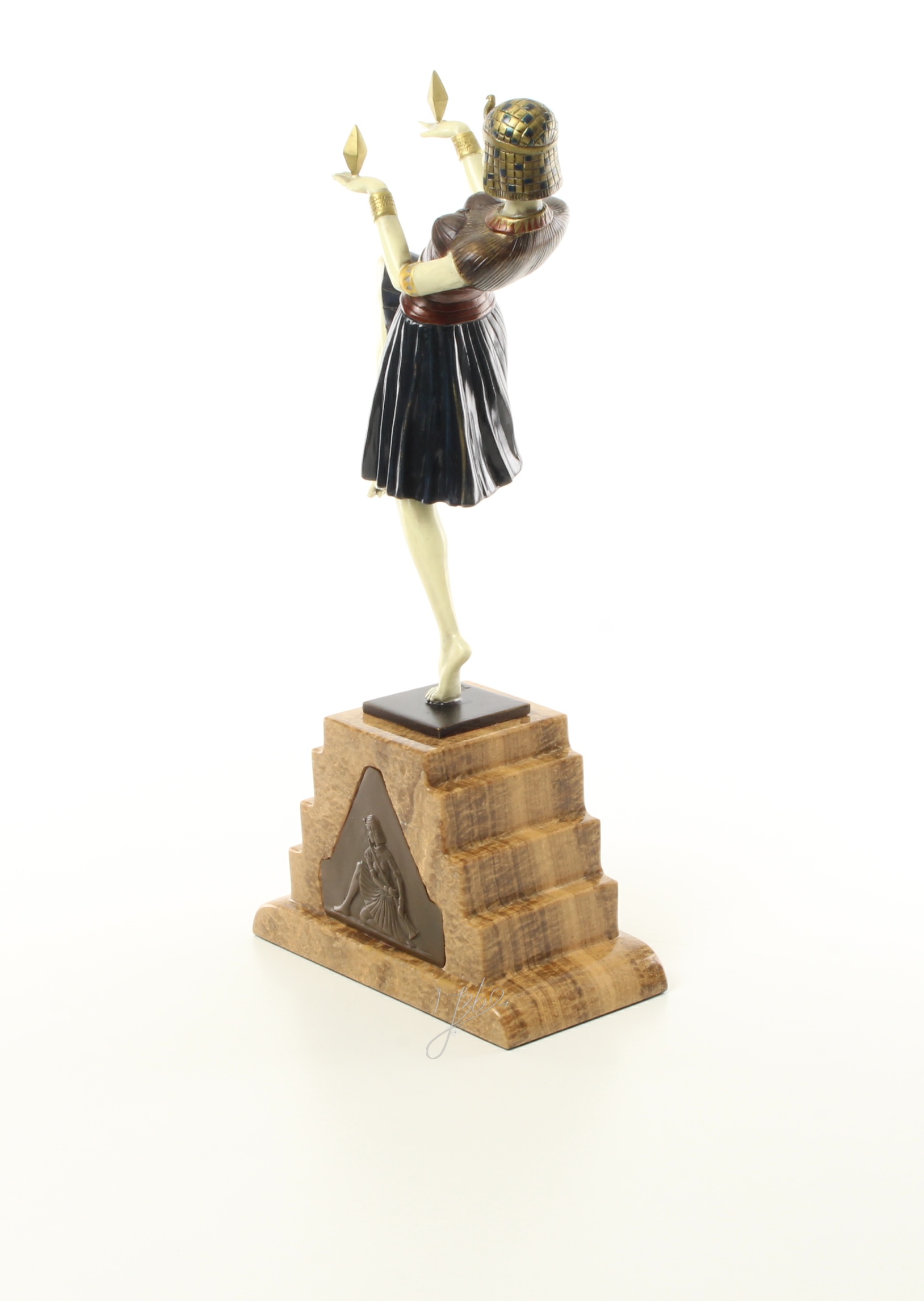 Elegante Art Deco Bronzeskulptur Kalt bemalte tanzende Frau 5