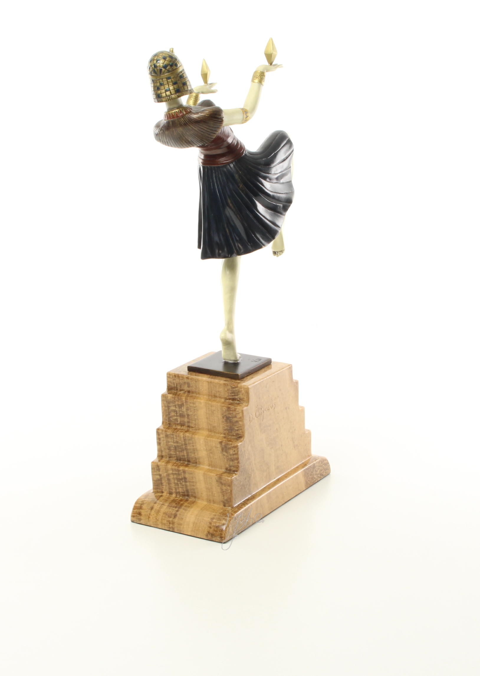 Elegante Art Deco Bronzeskulptur Kalt bemalte tanzende Frau 12
