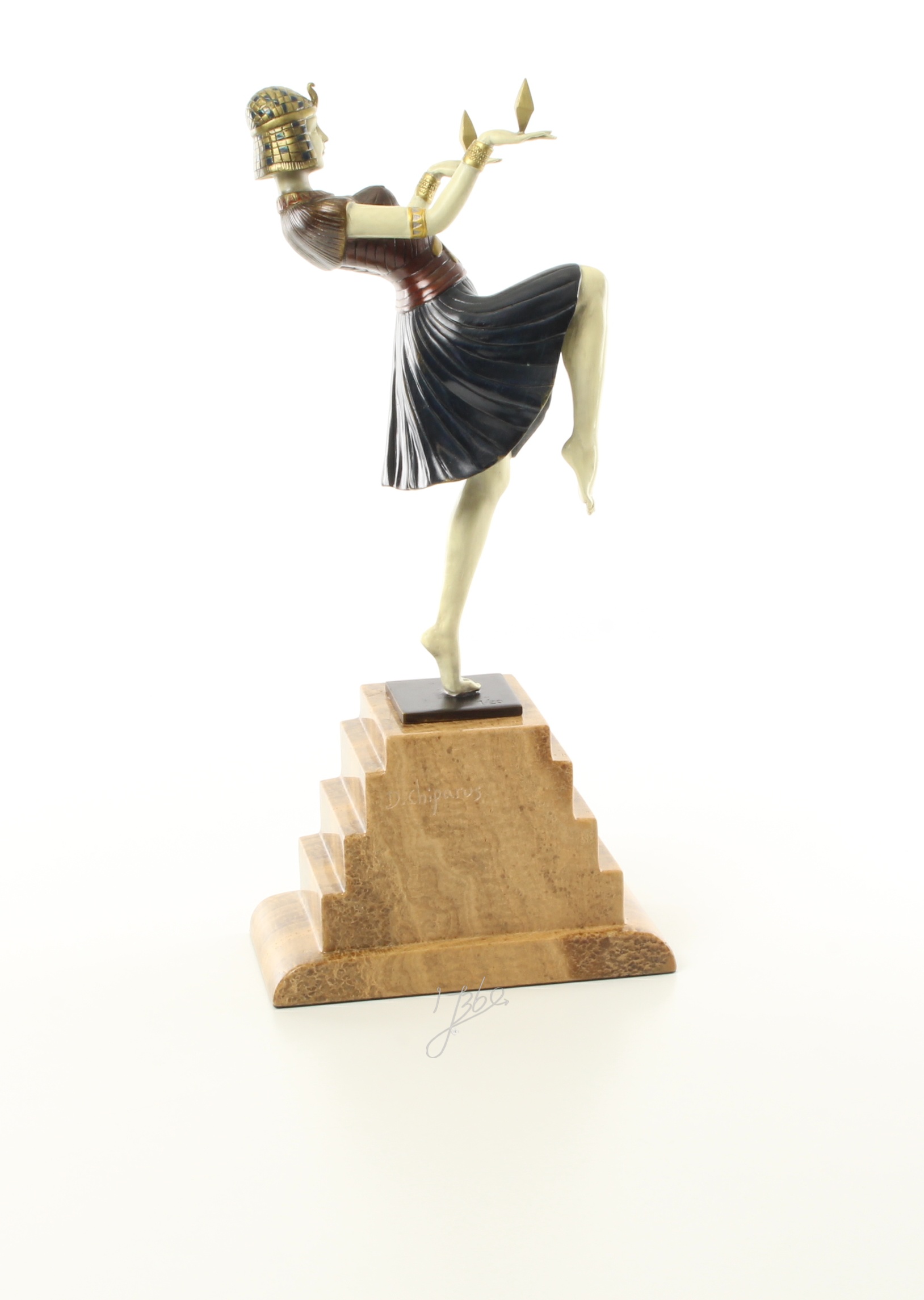 Elegante Art Deco Bronzeskulptur Kalt bemalte tanzende Frau 4