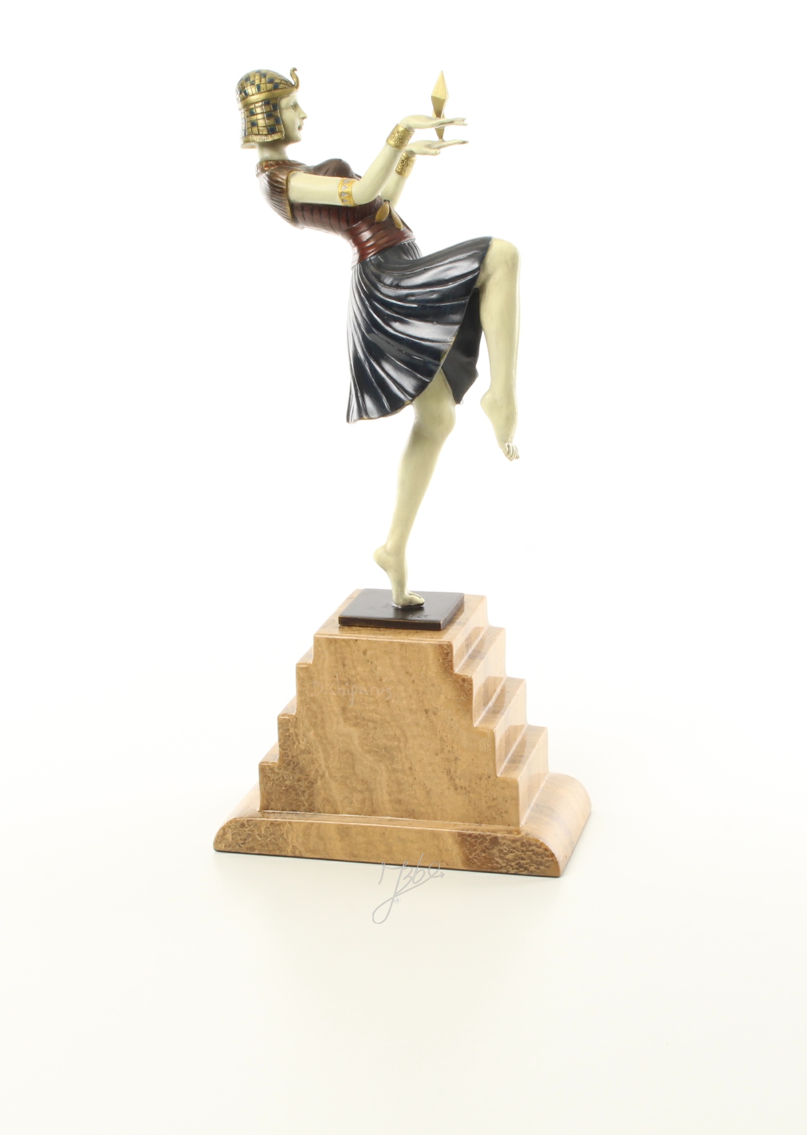 Elegante Art Deco Bronzeskulptur Kalt bemalte tanzende Frau 6