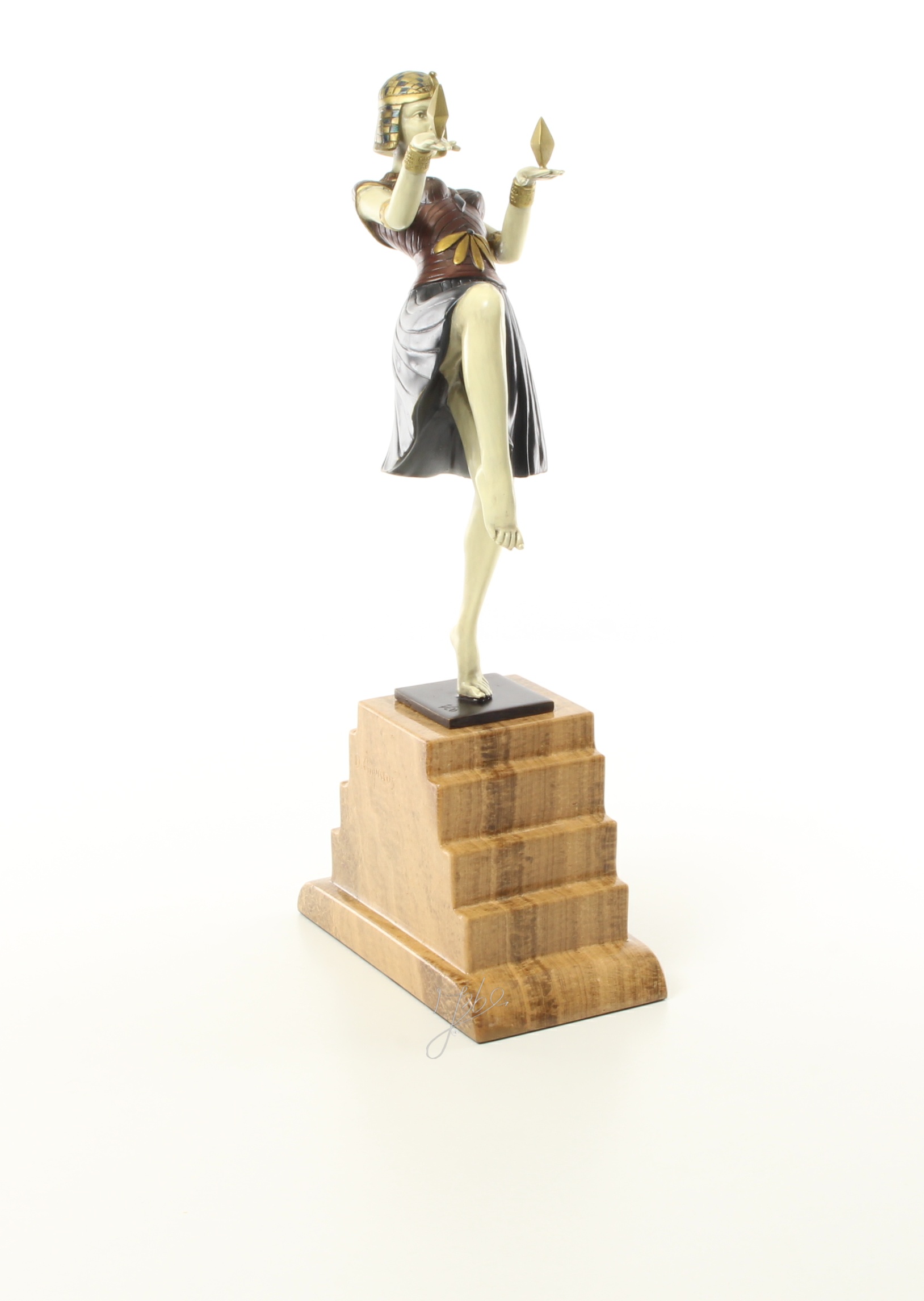 Elegante Art Deco Bronzeskulptur Kalt bemalte tanzende Frau 16