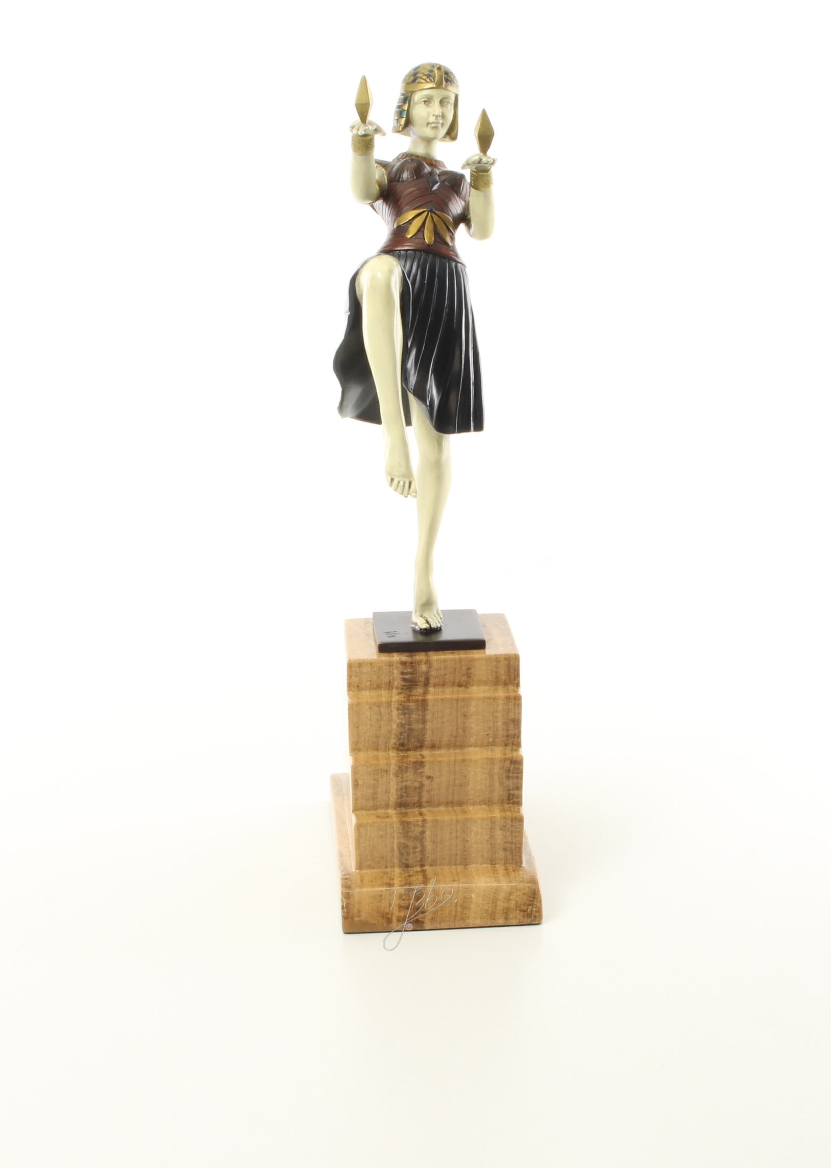 Elegante Art Deco Bronzeskulptur Kalt bemalte tanzende Frau 15