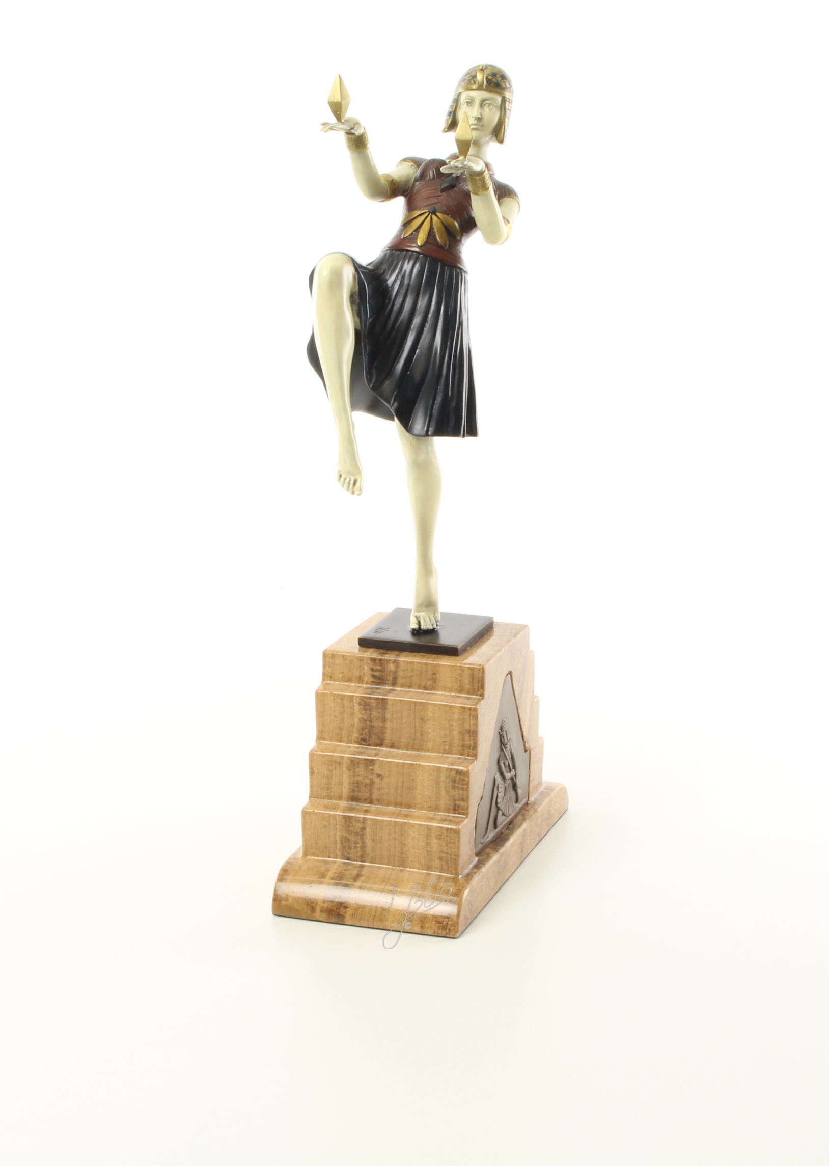 Elegante Art Deco Bronzeskulptur Kalt bemalte tanzende Frau 14