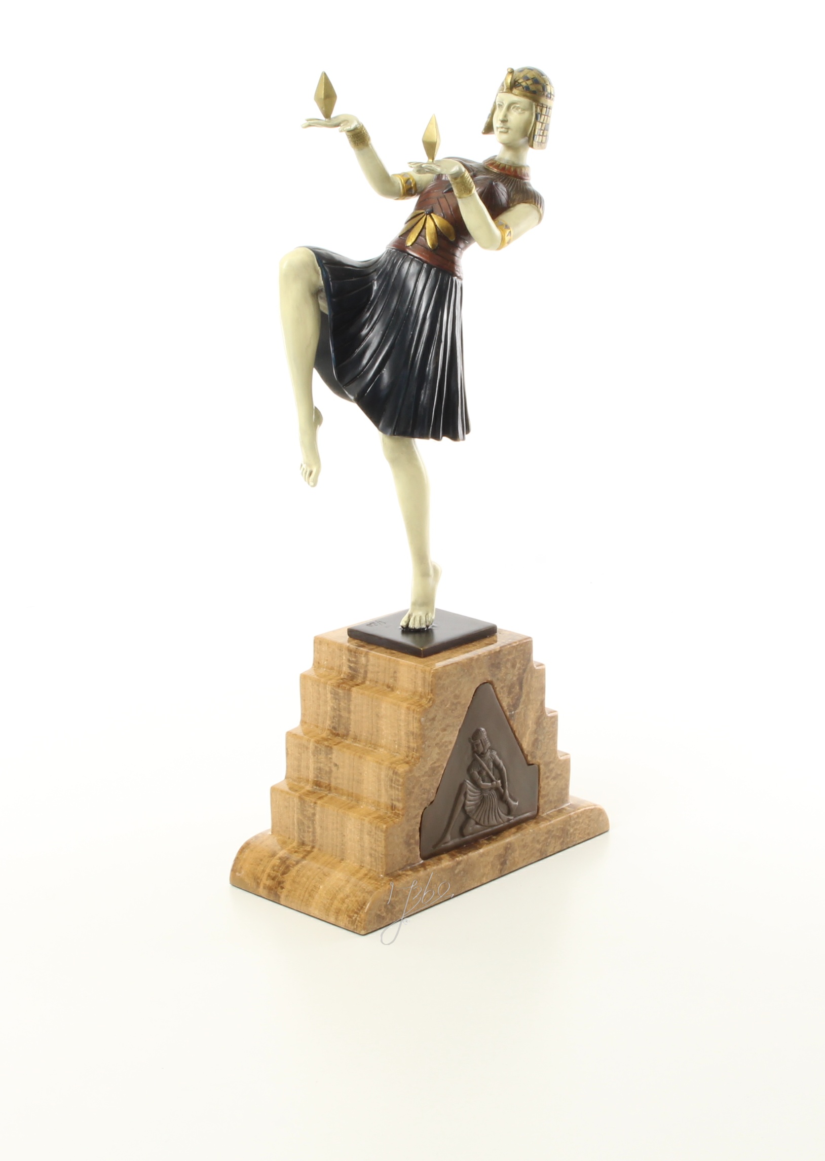 Elegante Art Deco Bronzeskulptur Kalt bemalte tanzende Frau 17