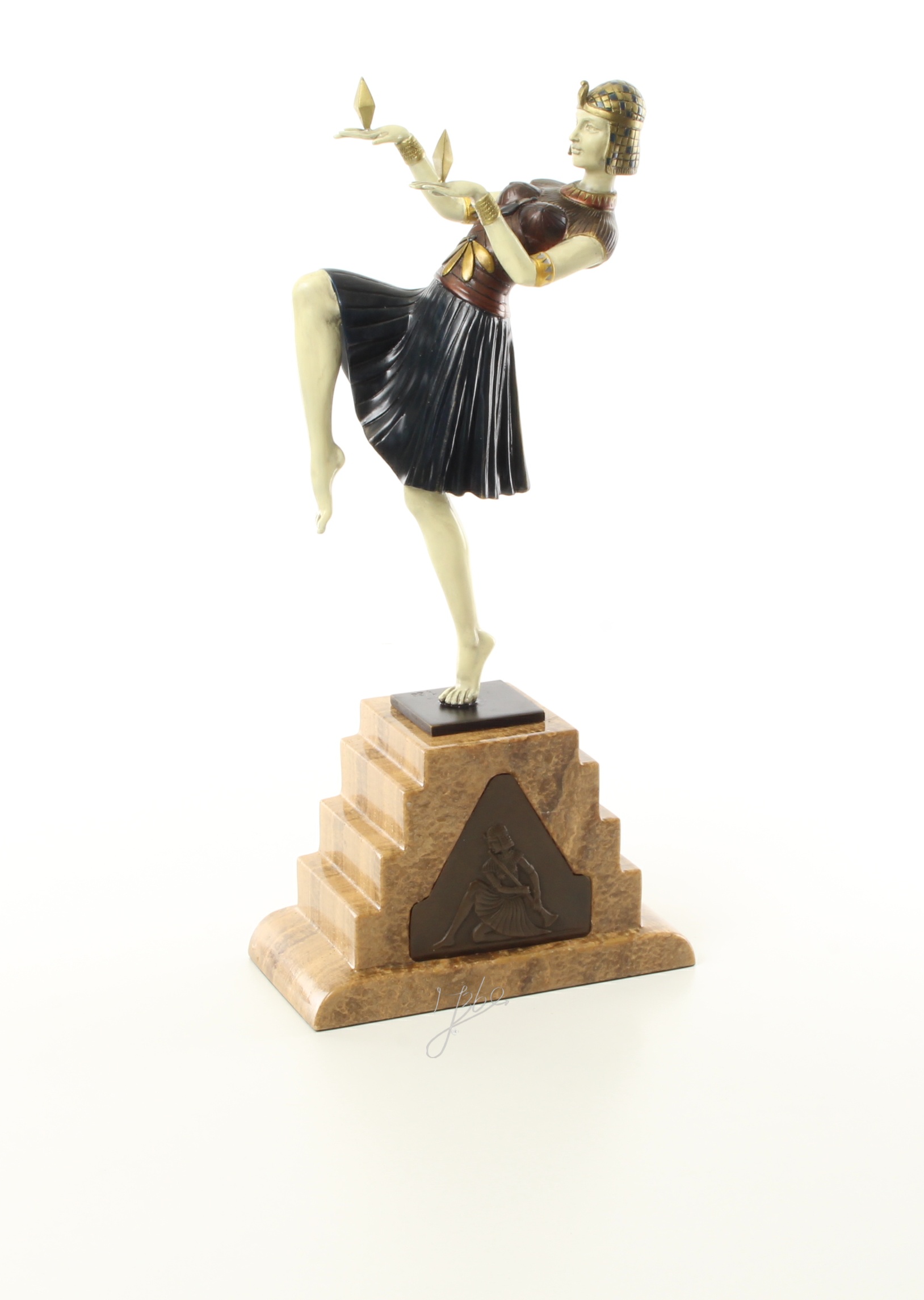 Elegante Art Deco Bronzeskulptur Kalt bemalte tanzende Frau 13