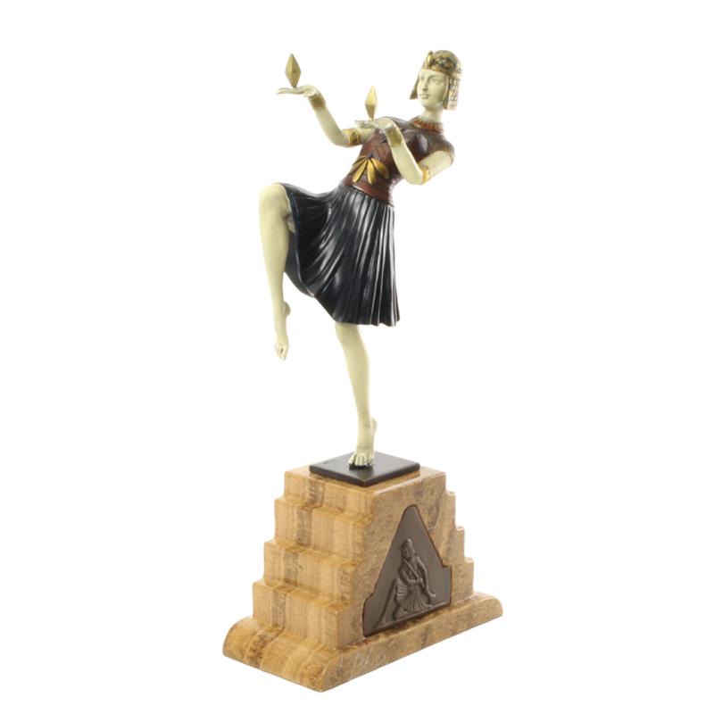 Elegante Art Deco Bronzeskulptur Kalt bemalte tanzende Frau 2