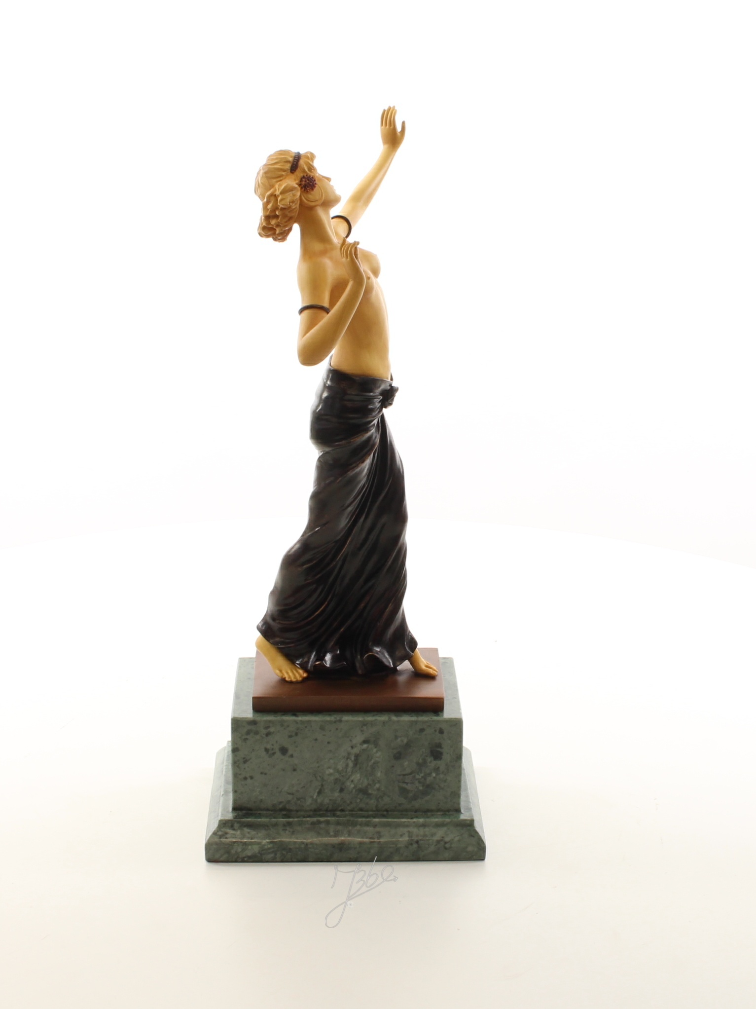 Elegante Bronze Skulptur Salome Tänzerin auf Marmorsockel 3