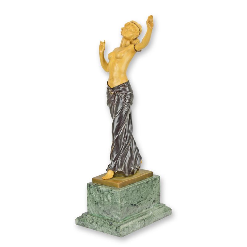 Elegante Bronze Skulptur Salome Tänzerin auf Marmorsockel 2