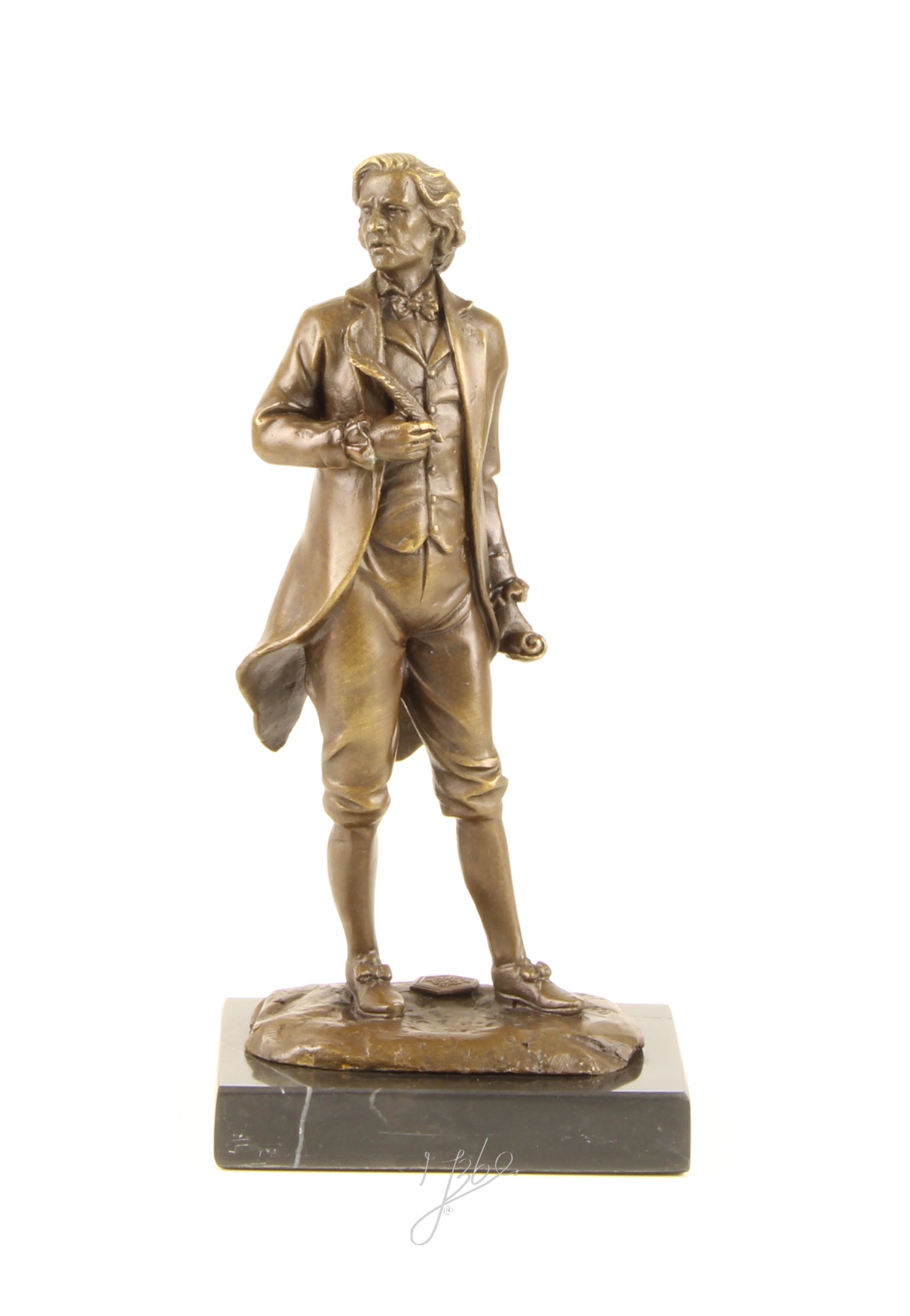 Exquisite BronzeSkulptur Chopin Historische Figur mit Schriftrolle 3