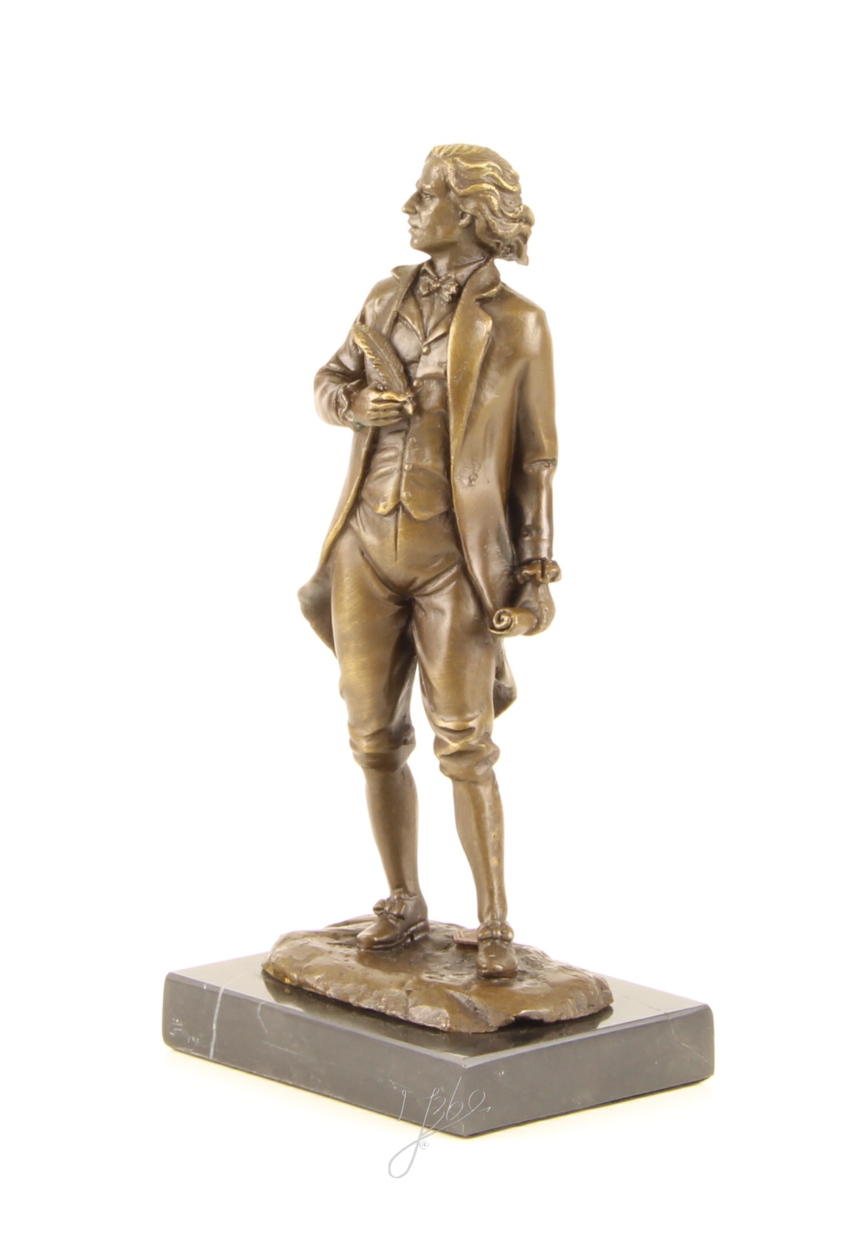 Exquisite BronzeSkulptur Chopin Historische Figur mit Schriftrolle 6