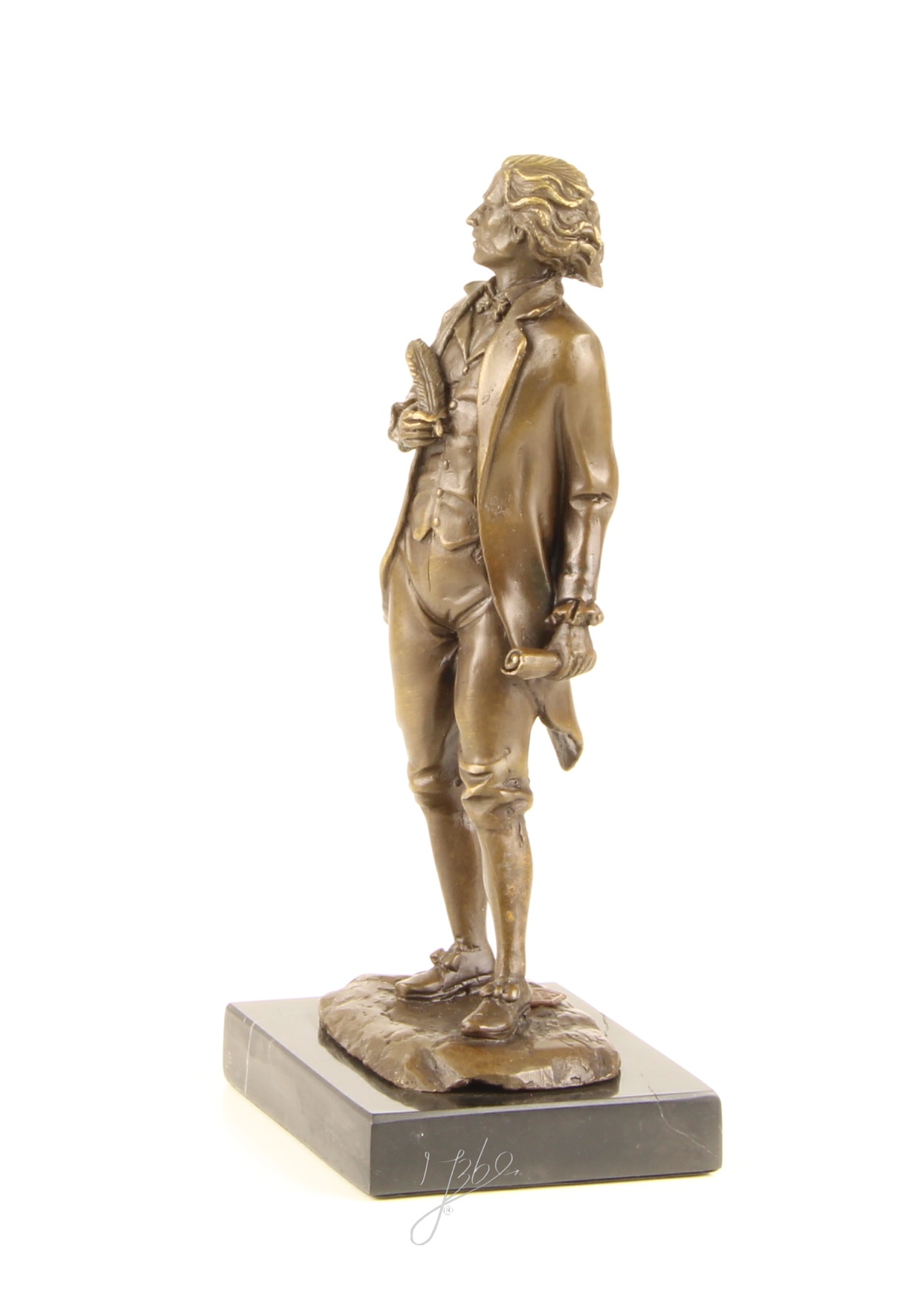 Exquisite BronzeSkulptur Chopin Historische Figur mit Schriftrolle 7