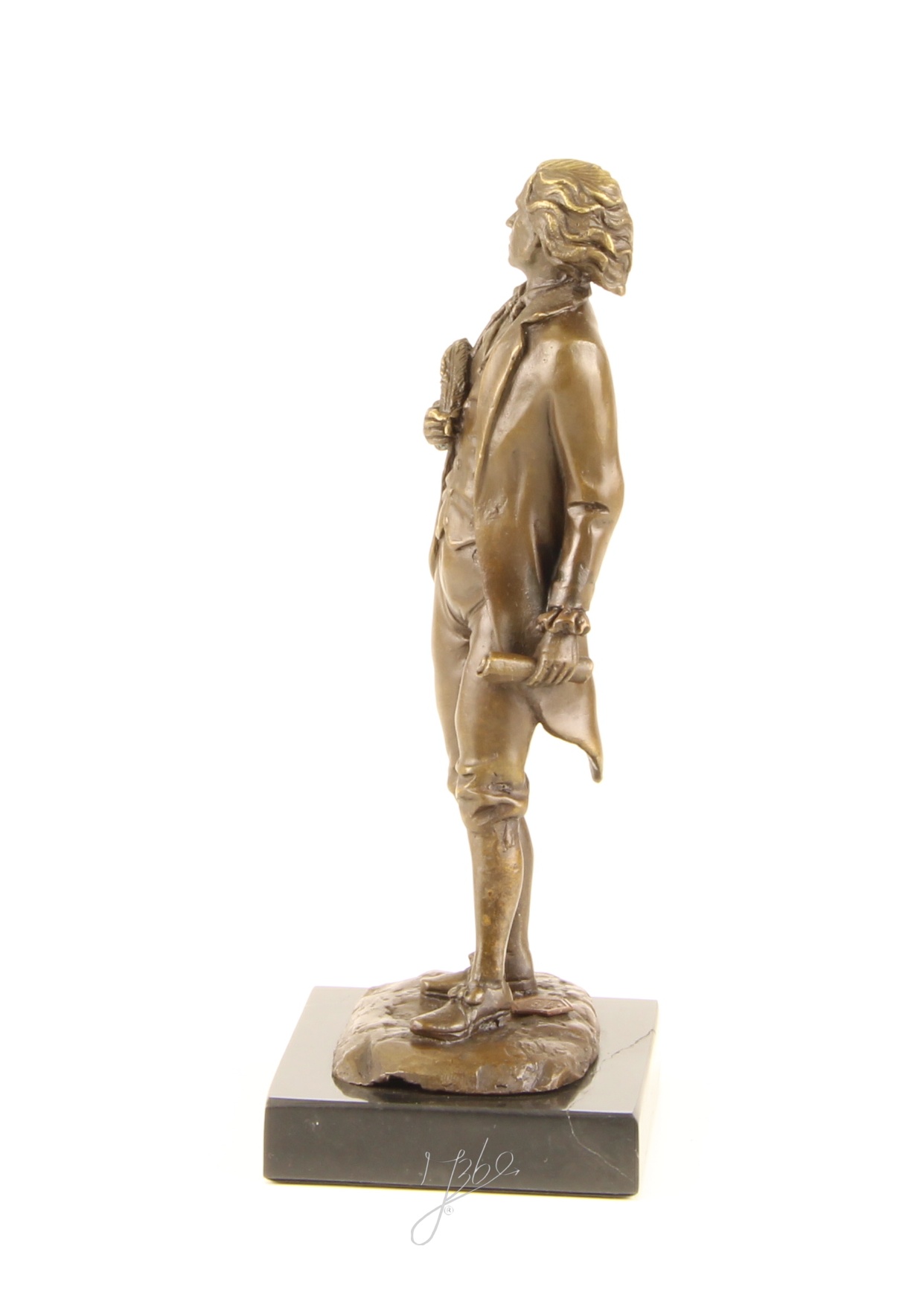 Exquisite BronzeSkulptur Chopin Historische Figur mit Schriftrolle 5