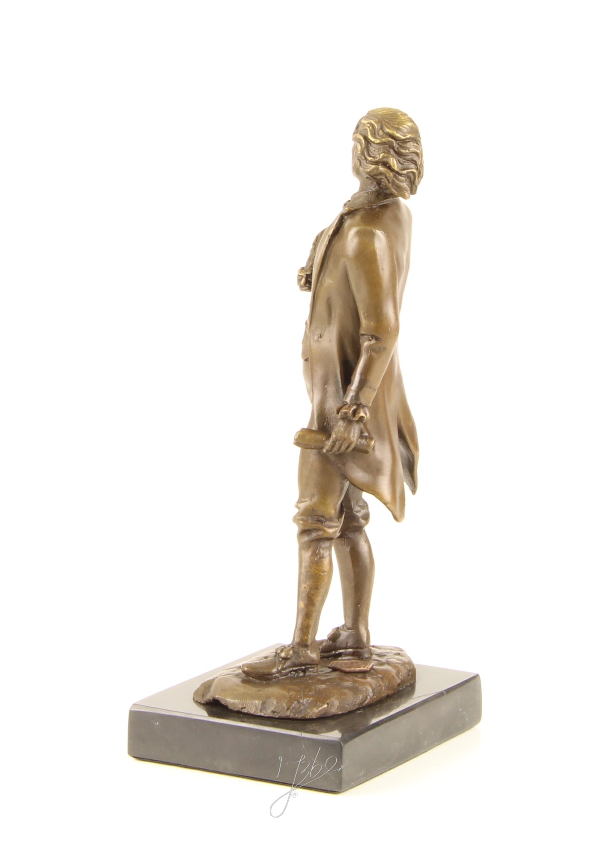 Exquisite BronzeSkulptur Chopin Historische Figur mit Schriftrolle 8