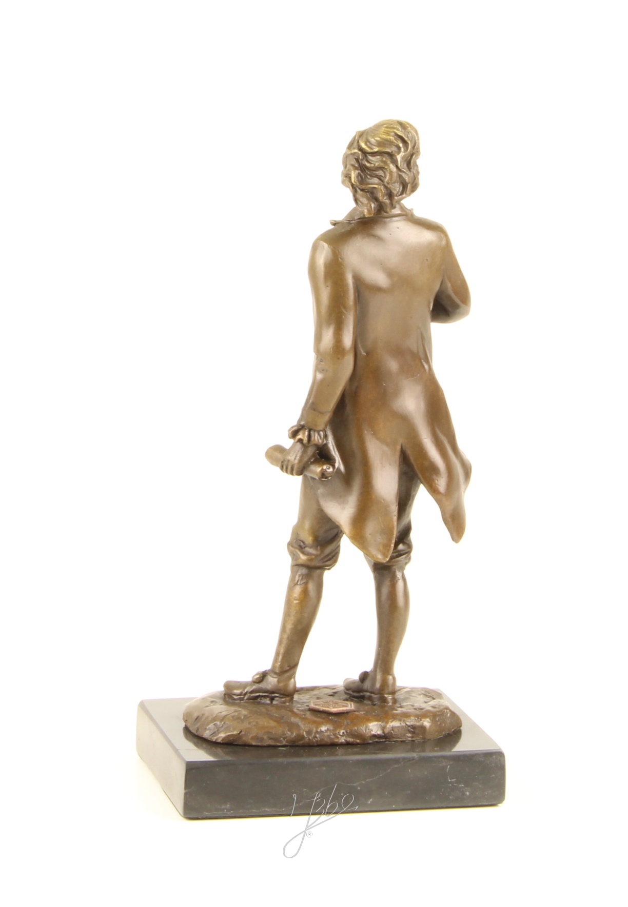 Exquisite BronzeSkulptur Chopin Historische Figur mit Schriftrolle 9