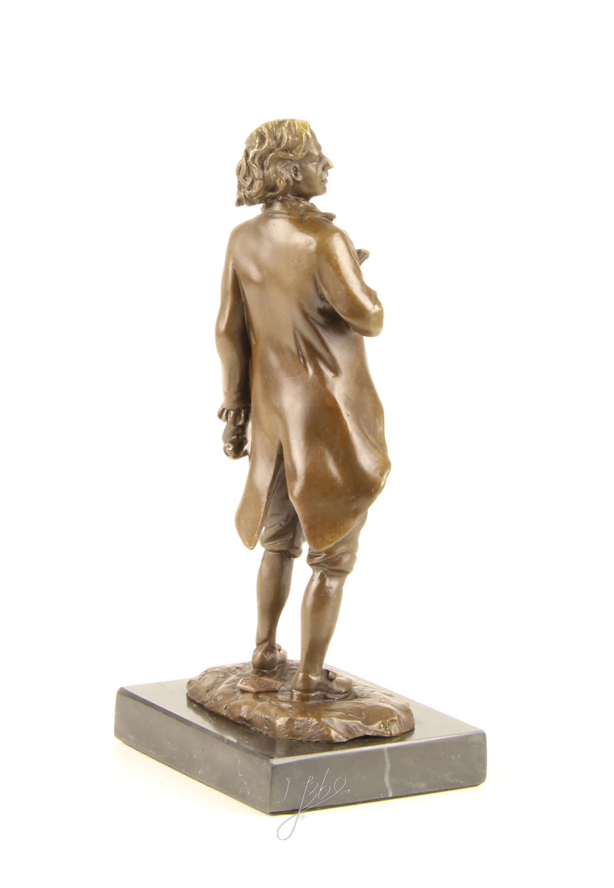 Exquisite BronzeSkulptur Chopin Historische Figur mit Schriftrolle 14