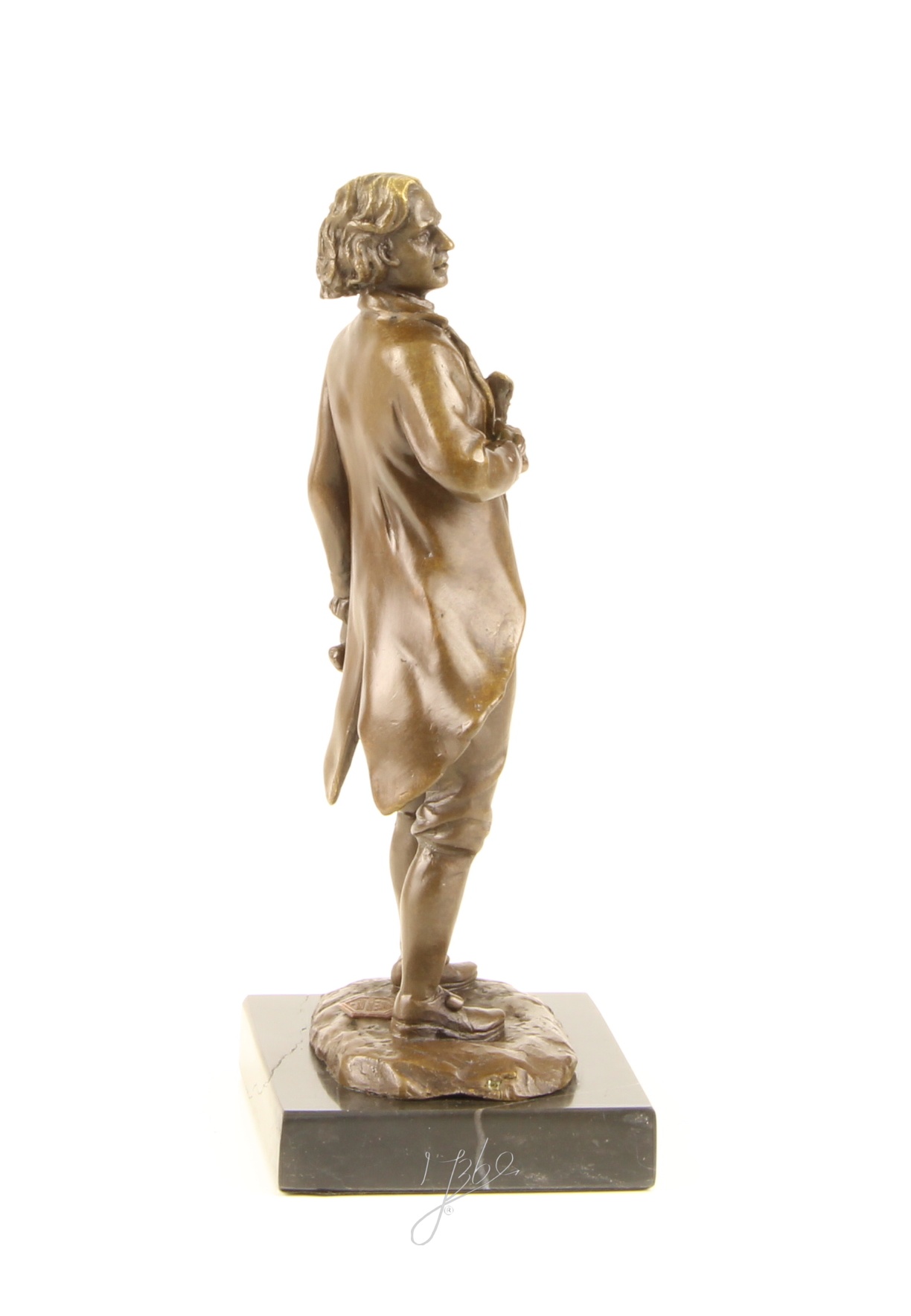 Exquisite BronzeSkulptur Chopin Historische Figur mit Schriftrolle 15