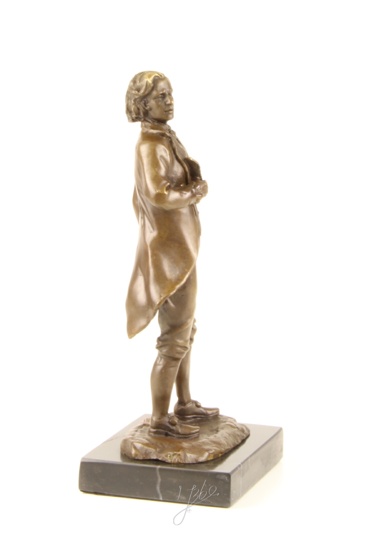 Exquisite BronzeSkulptur Chopin Historische Figur mit Schriftrolle 13