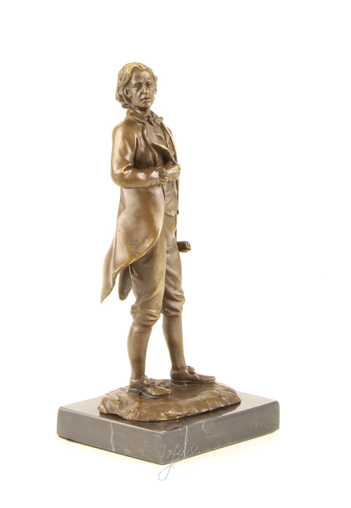 Exquisite BronzeSkulptur Chopin Historische Figur mit Schriftrolle 16