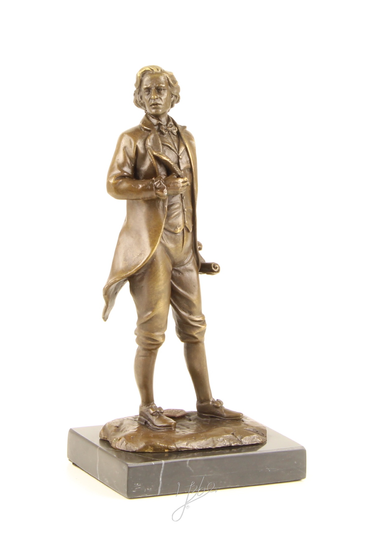 Exquisite BronzeSkulptur Chopin Historische Figur mit Schriftrolle 17