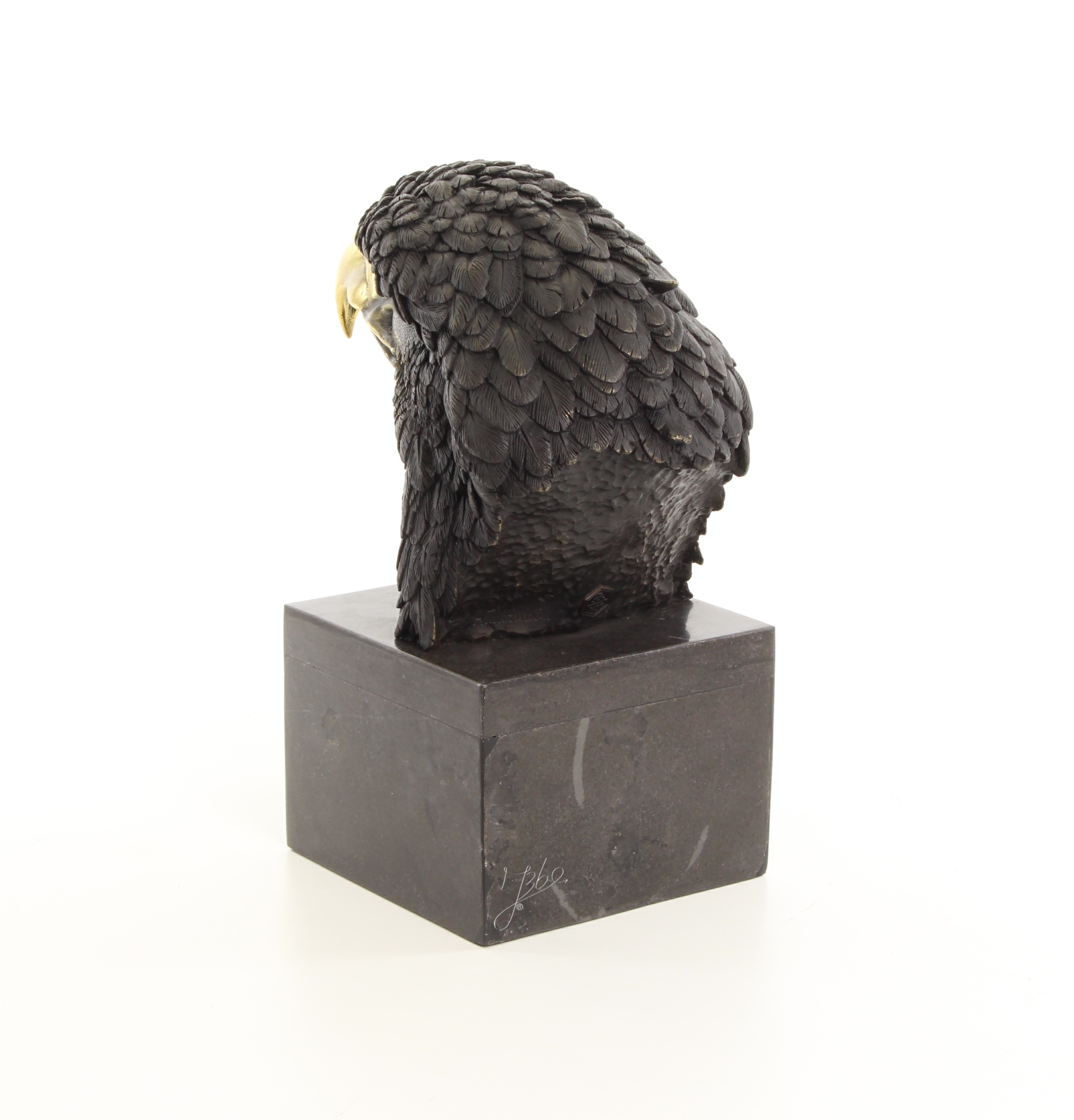 Detailreiche Bronze Adlerkopf Skulptur mit Goldfarbenem Schnabel Einzigartiges Kunstwerk 9