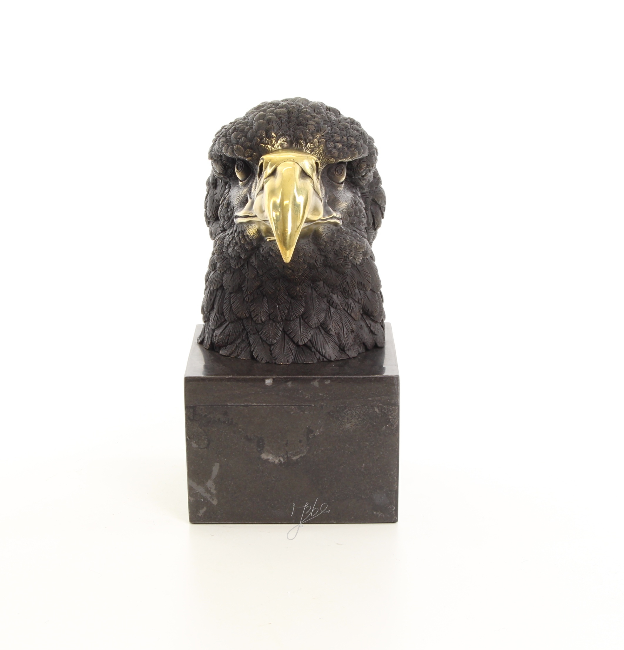 Detailreiche Bronze Adlerkopf Skulptur mit Goldfarbenem Schnabel Einzigartiges Kunstwerk 16