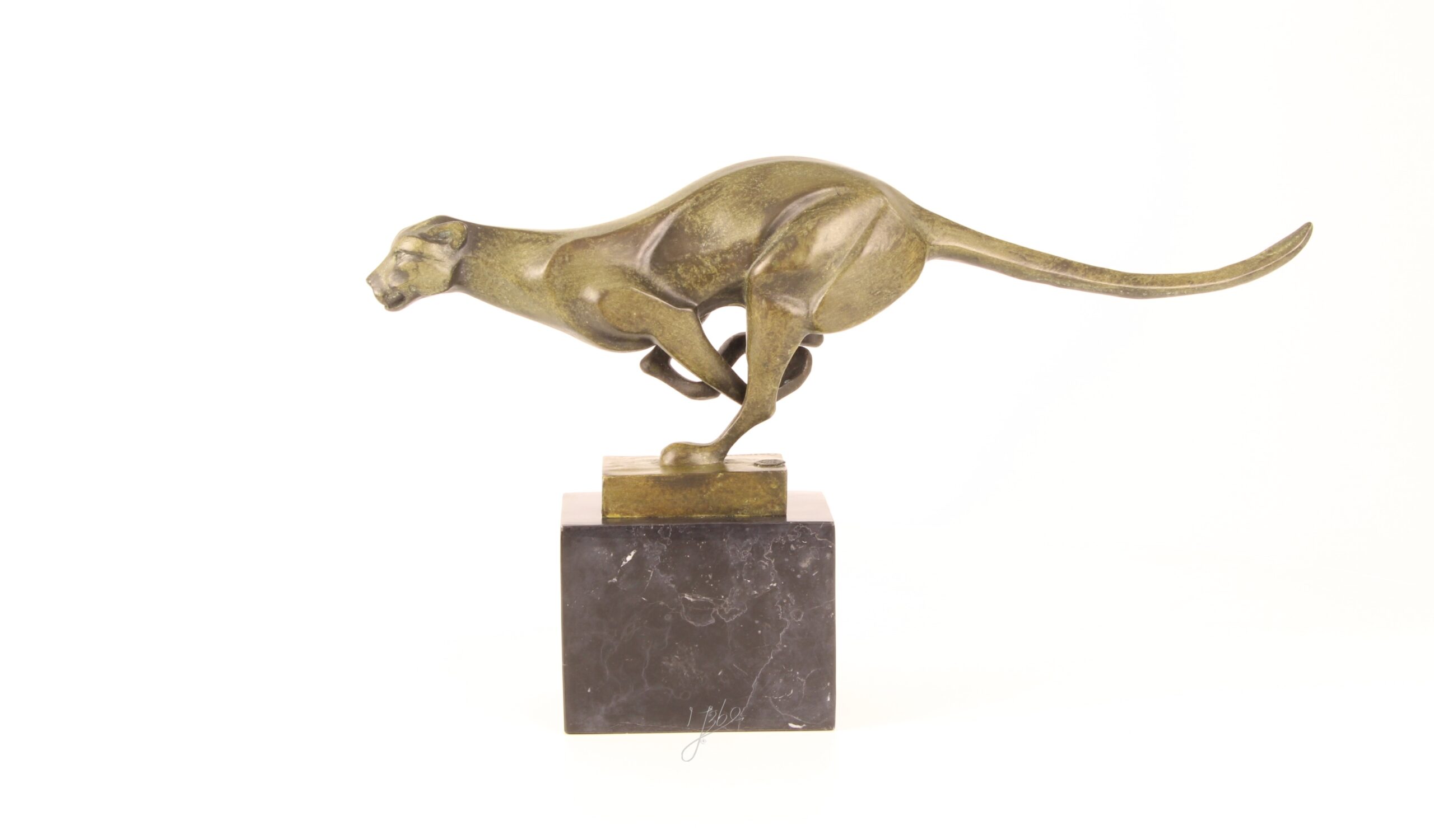 Elegante Bronze Gepardenskulptur Rennender Gepard auf edlem Sockel 4