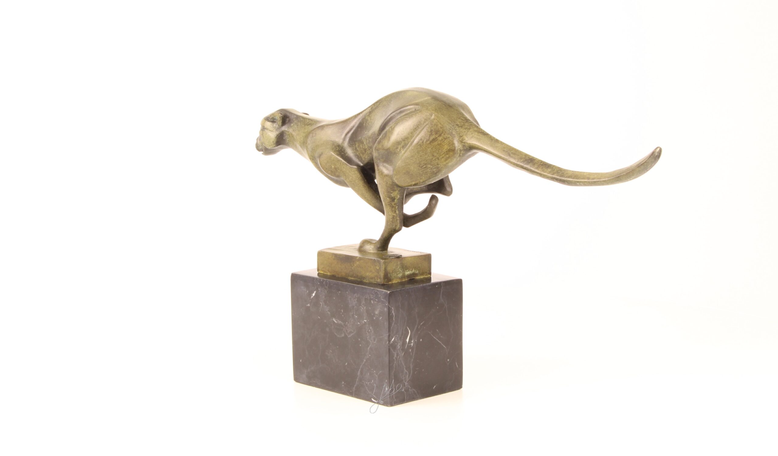 Elegante Bronze Gepardenskulptur Rennender Gepard auf edlem Sockel 5