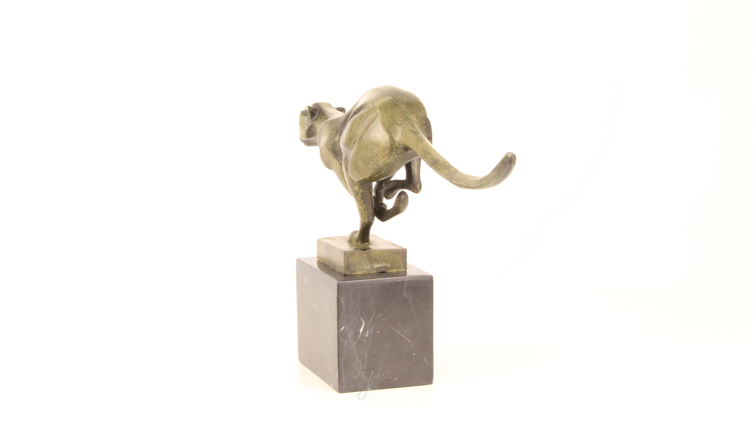 Elegante Bronze Gepardenskulptur Rennender Gepard auf edlem Sockel 8
