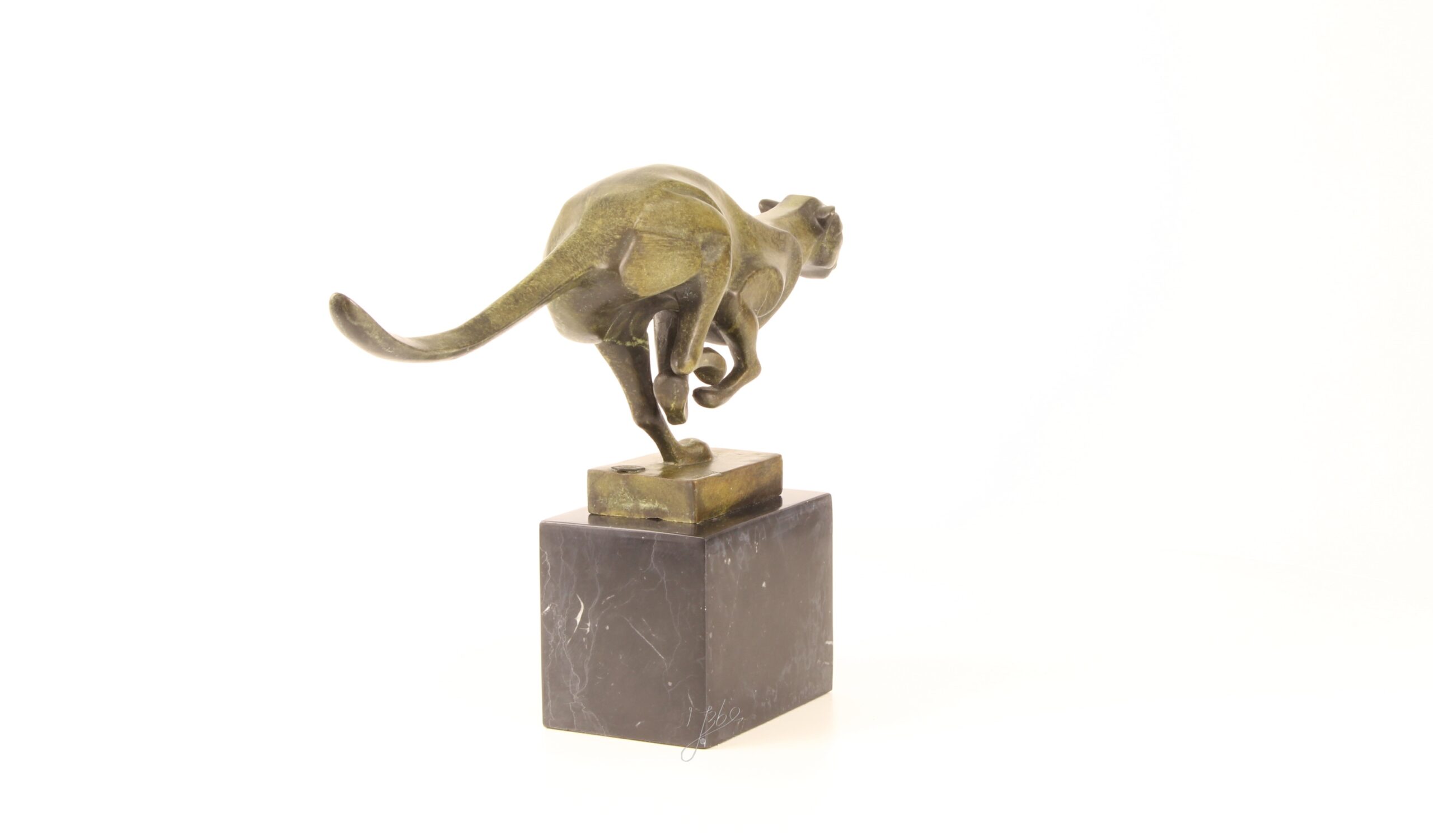 Elegante Bronze Gepardenskulptur Rennender Gepard auf edlem Sockel 9