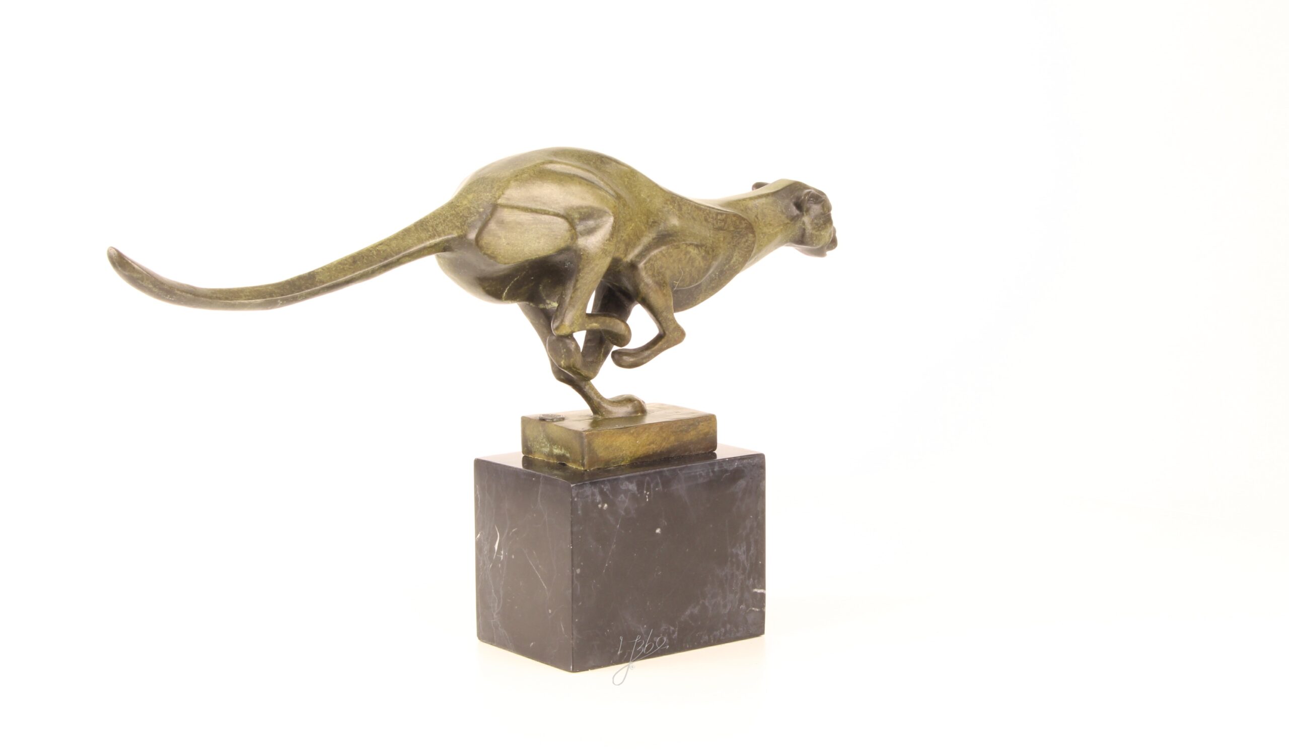 Elegante Bronze Gepardenskulptur Rennender Gepard auf edlem Sockel 10