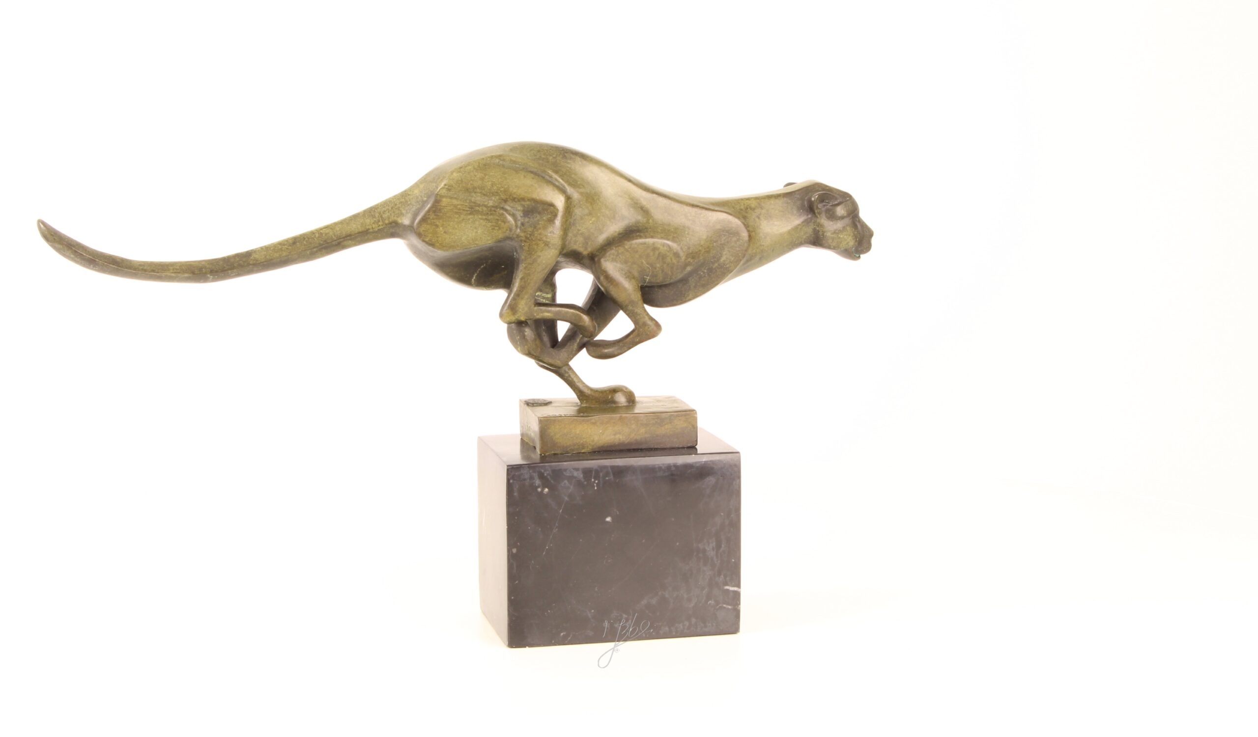 Elegante Bronze Gepardenskulptur Rennender Gepard auf edlem Sockel 12