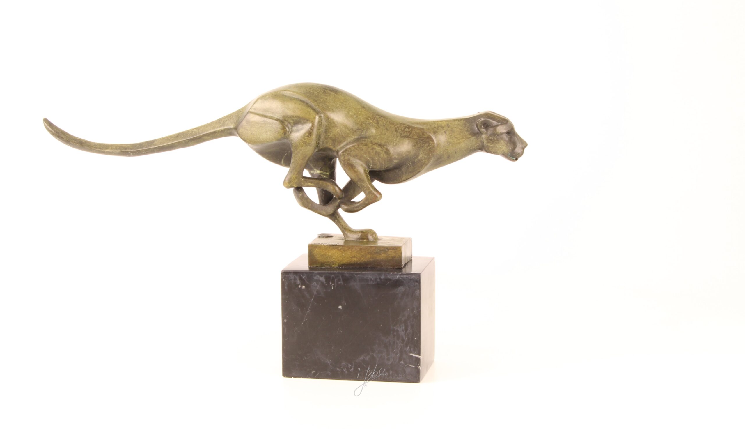 Elegante Bronze Gepardenskulptur Rennender Gepard auf edlem Sockel 11