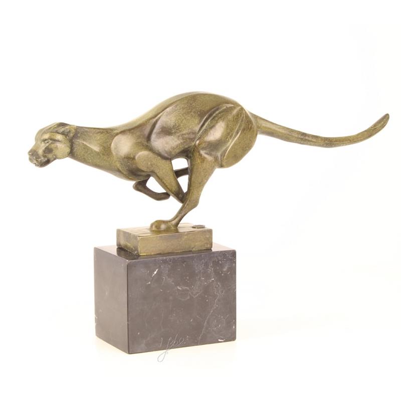 Elegante Bronze Gepardenskulptur Rennender Gepard auf edlem Sockel 2