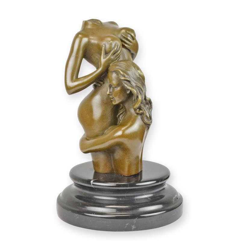 Intime Bronzeskulptur Kopflose Bronze von zwei Frauen in Umarmung 2