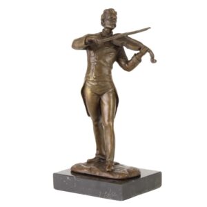 Elegante Bronzegeiger Skulptur historische Violinist Statue für Ihr Zuhause