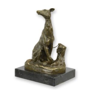 Exquisite Bronze Windhund Skulptur auf Marmorsockel  Eleganz Pur