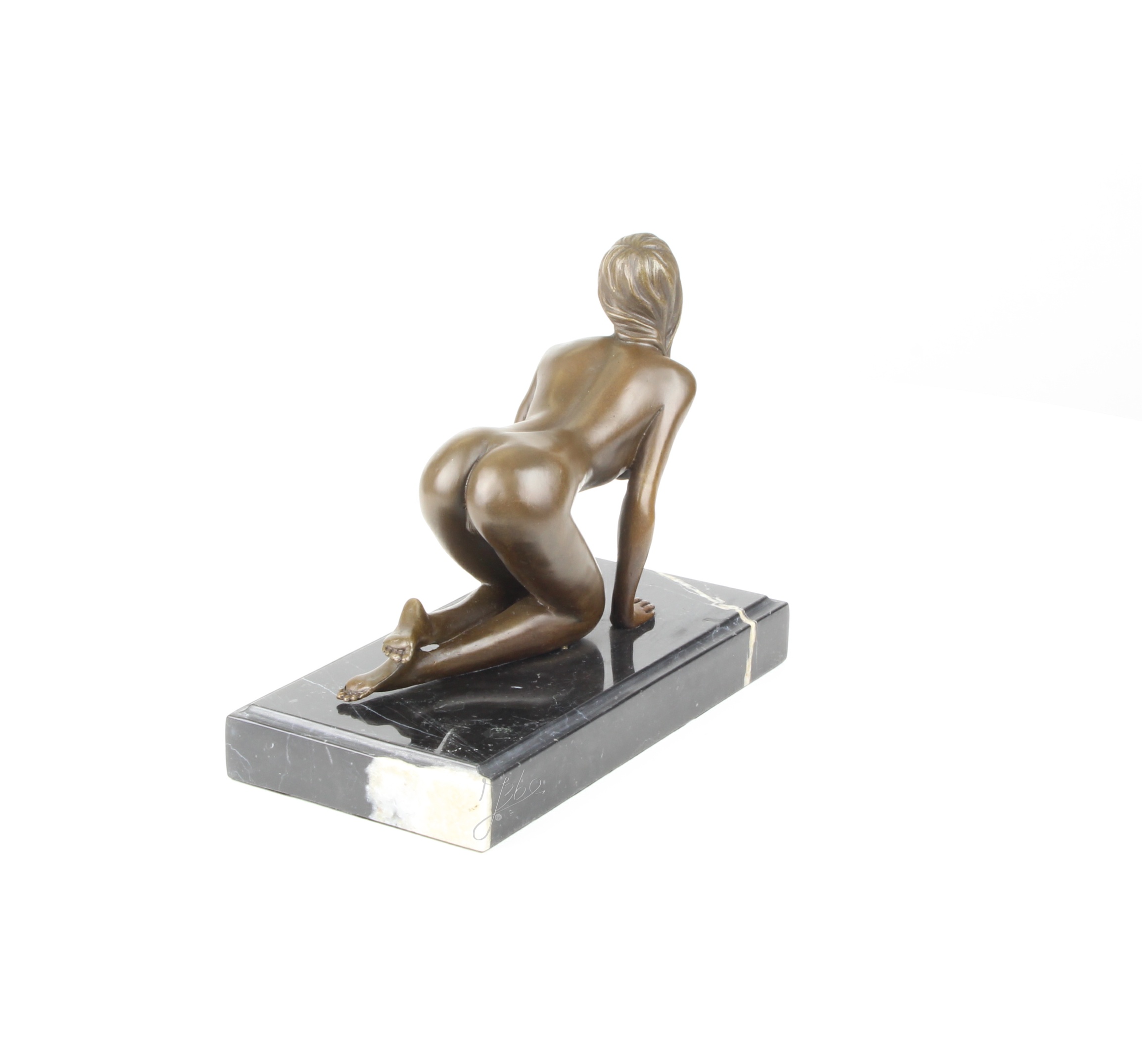 Elegante Bronzestatue Kniende weibliche Aktfigur auf Sockel 12