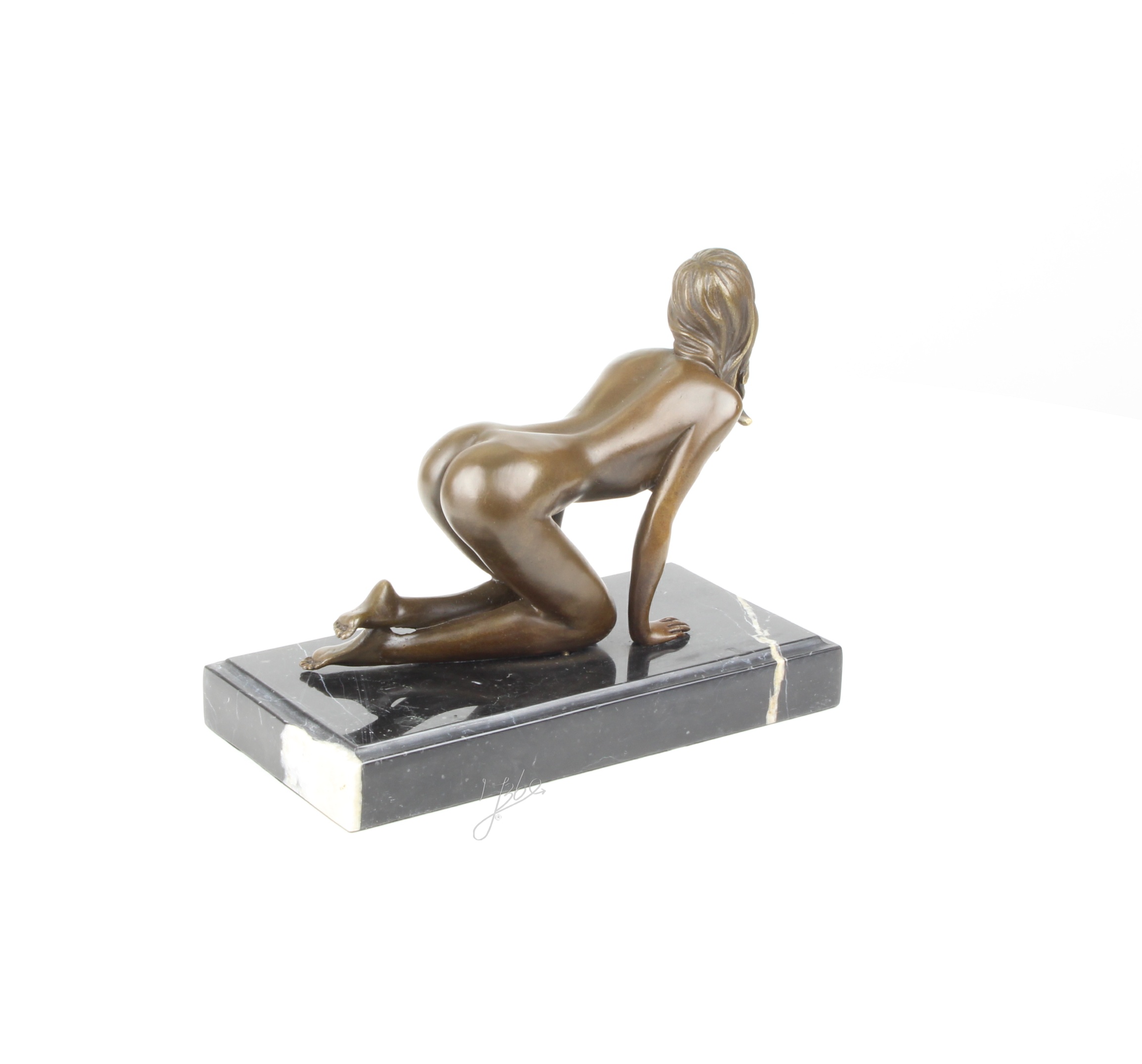Elegante Bronzestatue Kniende weibliche Aktfigur auf Sockel 10