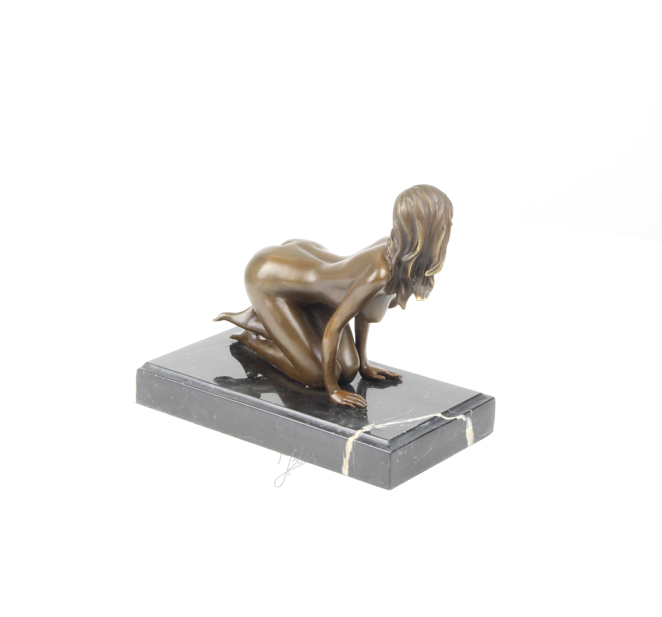 Elegante Bronzestatue Kniende weibliche Aktfigur auf Sockel 8