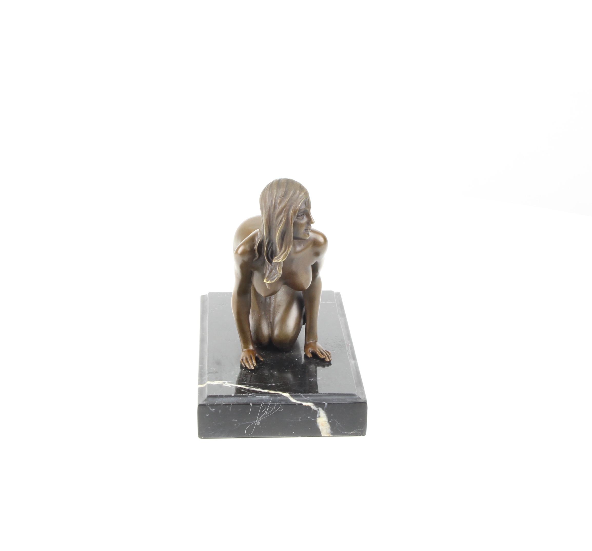 Elegante Bronzestatue Kniende weibliche Aktfigur auf Sockel 17