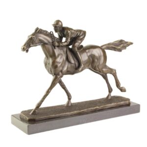 Exquisite Detaillierte Bronzeskulptur Jockey Reiter auf Pferd kaufen