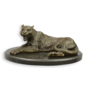 Hochwertige Bronzeskulptur Leopard  Detaillierte Leopardenfigur entdecken