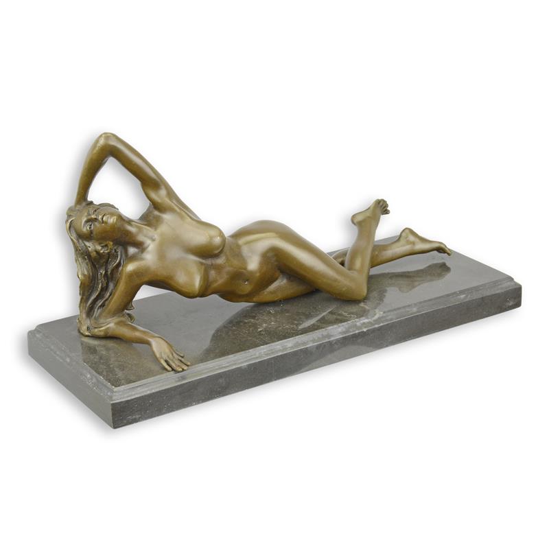 Elegante Bronze Frauenfigur Liegende Bronzeskulptur einer nackten Frau 2
