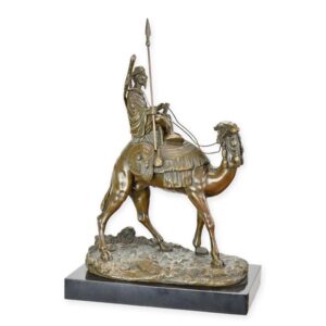 Zeitlose Bronze Kamelreiter Skulptur Detaillierter Reiter auf Dromedar