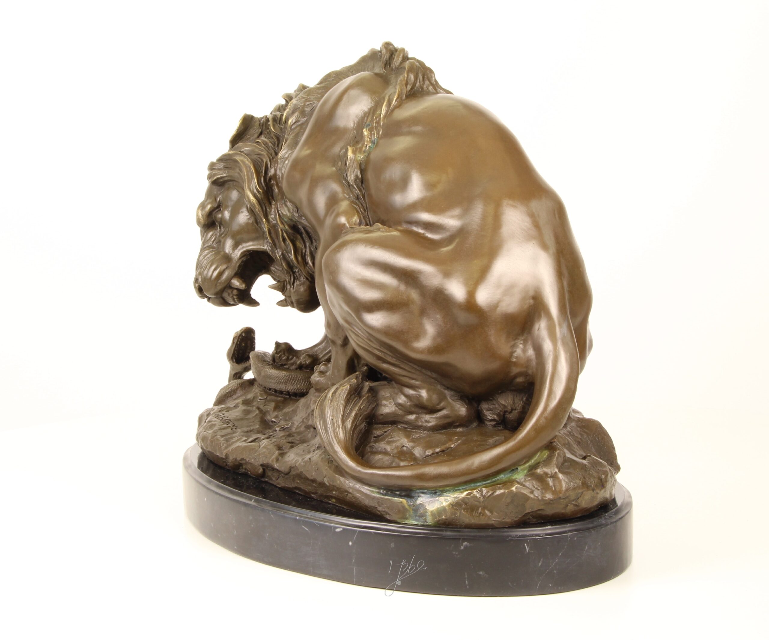 Exquisite Bronze Löwen Skulptur mit Schlange Einzigartige Kunstwerke 8