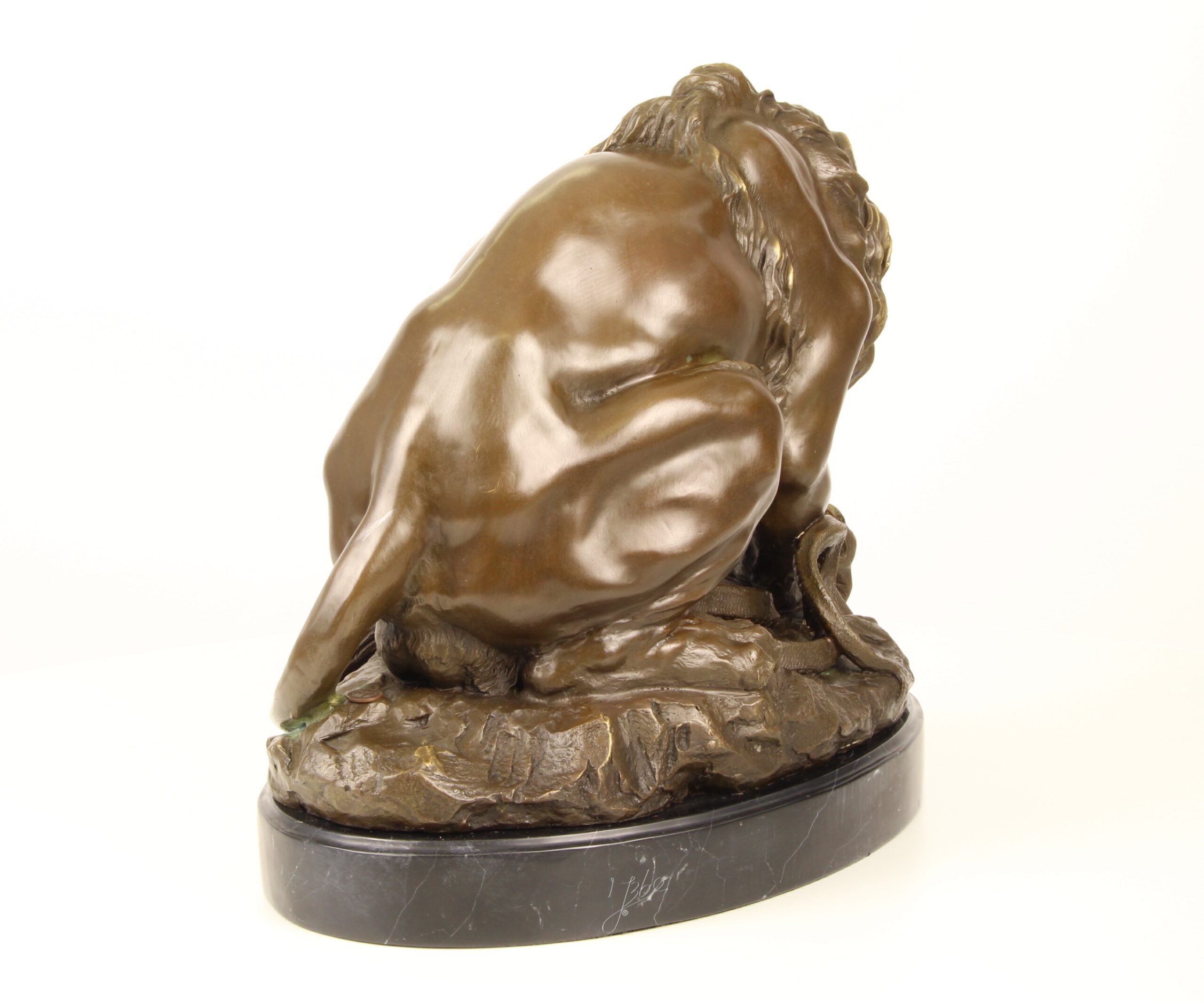 Exquisite Bronze Löwen Skulptur mit Schlange Einzigartige Kunstwerke 7