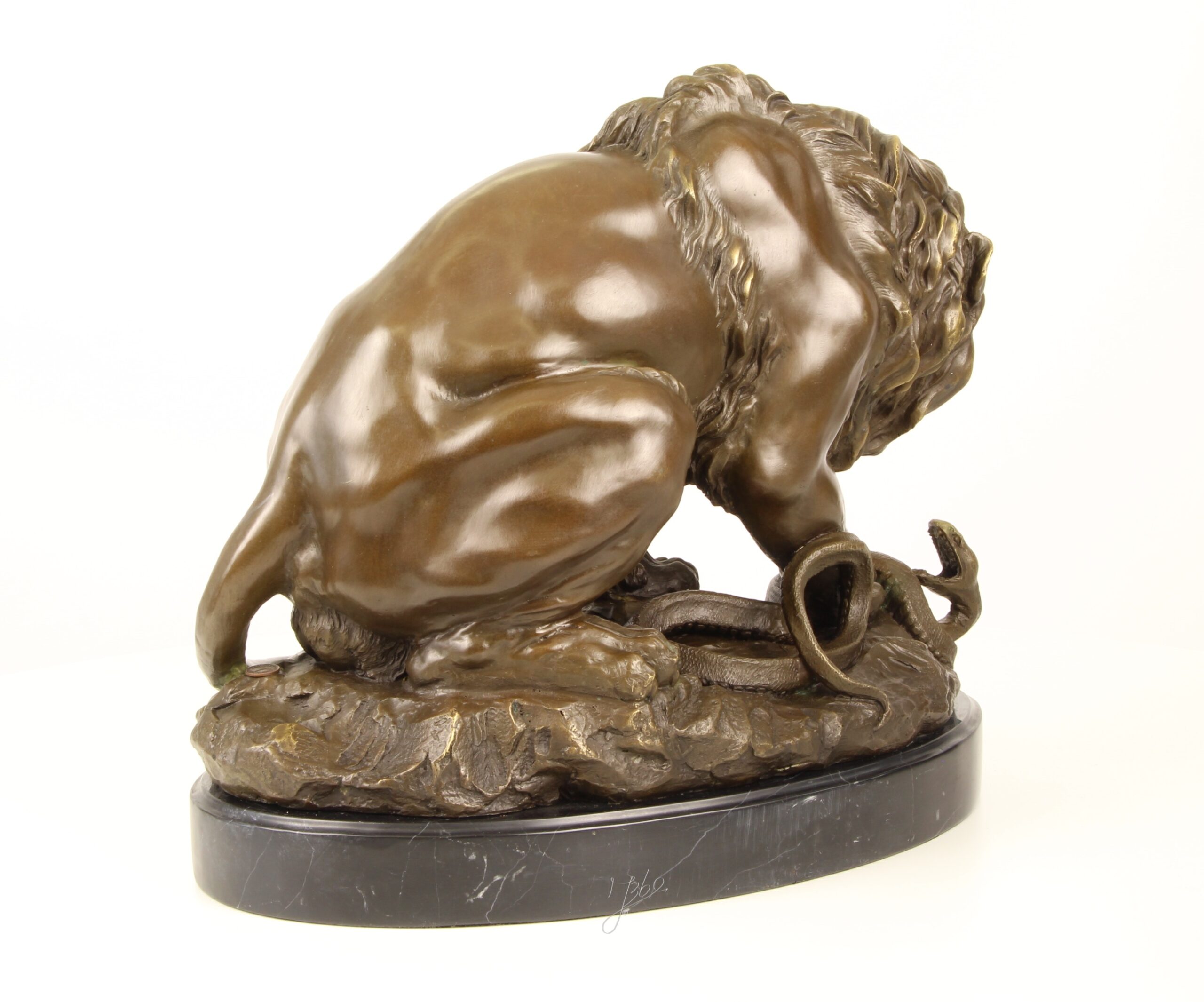Exquisite Bronze Löwen Skulptur mit Schlange Einzigartige Kunstwerke 10